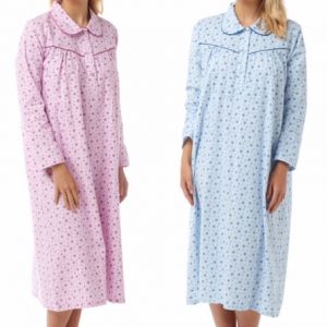 Brushed cotton long sleeved wincyette nightdress (1)
