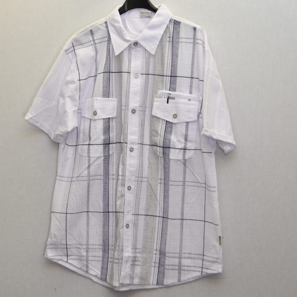 Double pocket short sleeve shirt white