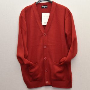 Plain knitted cardigan buttoned through red