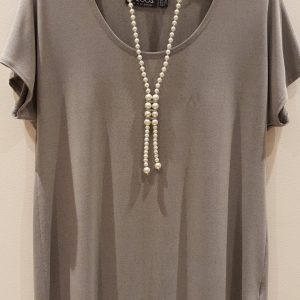 Stretch Top with Necklace Grey (1)
