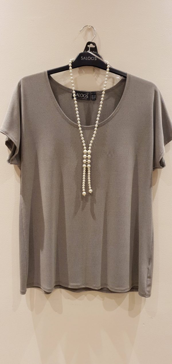 Stretch Top with Necklace Grey (1)